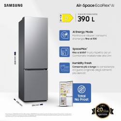 RB38C600DSA SAMSUNG COMBI 390LT CE.D NOFROST INVERTER INOX
