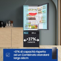RB50DG601EB1EF SAMSUNG COMBI 508LT CE.E L.75CM NOFROST WIFI BLACK INOX