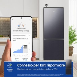 RB50DG601EB1EF SAMSUNG COMBI 508LT CE.E L.75CM NOFROST WIFI BLACK INOX