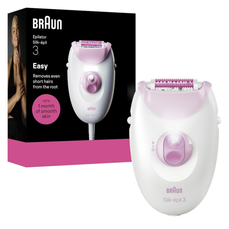 SE3000 BRAUN EPILATORE 20PINZE 2VEL. BIANCO/ROSA
